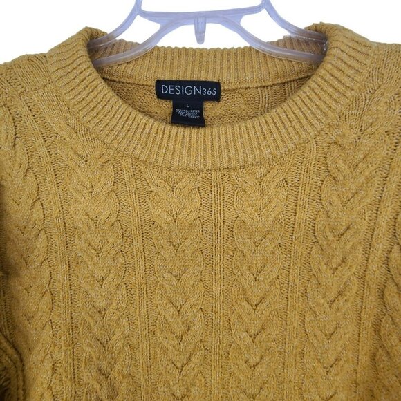 Design 365 Women's Cable Knit Long Sleeve Sweater Yellow Size L - Picture 3 of 9